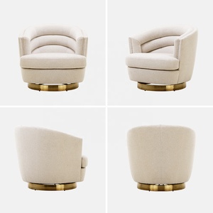 Fauteuil pivotant en velours bouclé, confortable et moelleux, pour se détendre - Product Image 4