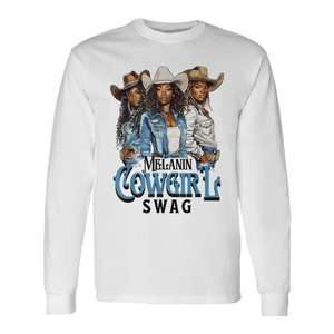 Camiseta de manga larga Melanin Cowgirl Swag Western Rodeo African American History - Product Image 1