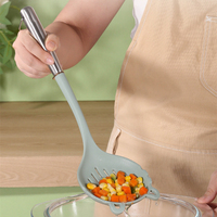 Manjia Ustensiles de cuisine en silicone Ensemble d'ustensiles de cuisine Gadgets Cuillères pour ustensiles de cuisine antiadhésifs Ensemble de spatules à manche en acier inoxydable