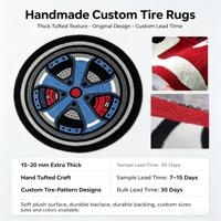 Tapis de sol personnalisé tufté à la main, motif pneu de voiture, imprimé en 3D, forme irrégulière, tapis jante de voiture, tapis en forme de pneu et de roue de course