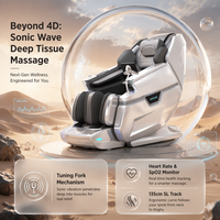 Fauteuil de massage sonique exécutif avec commande vocale intelligente, revêtement en cuir PU résistant à l'hydrolyse et enveloppe lombaire à airbag pour bureau de PDG et salon.