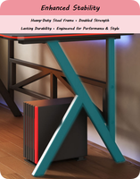 Table de jeu de bureau moderne en gros, cadre épais en forme de K, design rainuré, bureau d'ordinateur pour esports