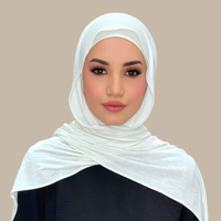 Tissu jersey élastique en polyester de haute qualité, doux, uni, respirant, classique, élégant, hijab musulman pour femmes, hiver, extérieur