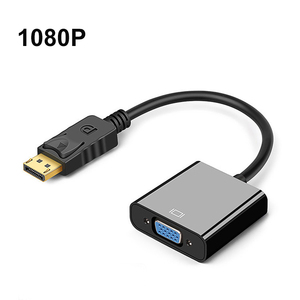 Adaptateur convertisseur DP vers <span class=keywords><strong>VGA</strong></span> plaqué or (mâle-femelle) avec blindage tressé, prise en charge 1080P pour ordinateur de bureau, ordinateur portable, moniteur PC - Product Image 1