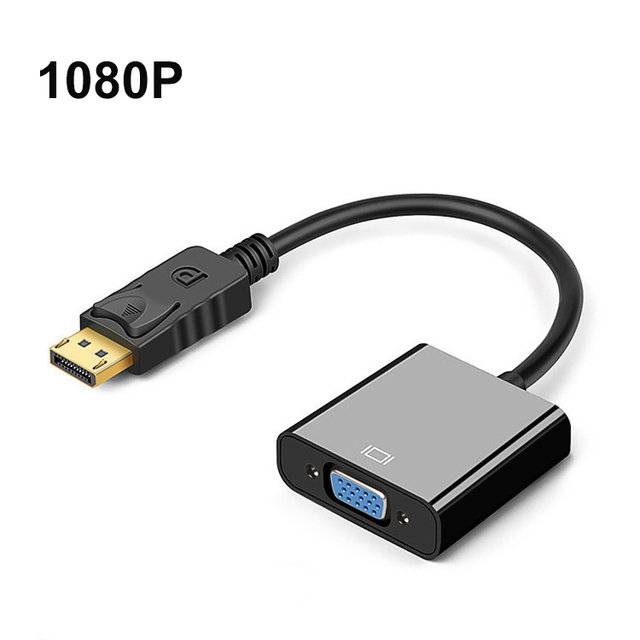 Gold-Plated DP to VGA Adapter Converter (Male-Female) with Braid Shielding 1080P Support for Computer Desktop Laptop PC Monitor