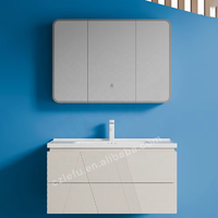 Vanité de salle de bain Usine Prix de gros Blanc Peinture Pvc Vanité de salle de bain Armoire Ensemble