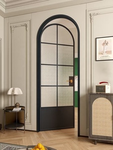 Puertas batientes modernas <span class=keywords><strong>de</strong></span> un solo vidrio, marco <span class=keywords><strong>de</strong></span> aleación <span class=keywords><strong>de</strong></span> aluminio impermeable en negro para baño <span class=keywords><strong>de</strong></span> oficina o <span class=keywords><strong>interior</strong></span> <span class=keywords><strong>de</strong></span> apartamento - Product Image 5