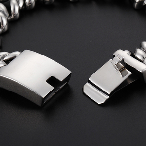 KALEN 316L Stainless Steel Heavy <strong>Silver</strong> Bracelet <strong>Bangle</strong> <strong>Men</strong> High Polish Biker Unique Chain Bracelets Jewelry - Product Image 3
