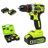 Perceuse-visseuse sans fil 21V sans balais OEM en acier inoxydable, 2 vitesses, 2 batteries 2.0Ah, perçage max. 10mm pour l'entretien des installations