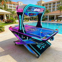 Table de jeu d'arcade de hockey sur air personnalisée à double joueur avec éclairage RGB Cyberpunk, fonctionnement à pièces et prise en charge de l'espagnol