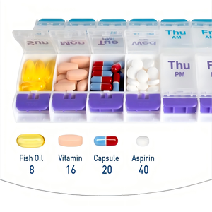 Pulsador (7 días) PP Pastillero de plástico Planificador de medicamentos Organizador diario de vitaminas 2 veces al día AM/PM X-Compartimentos grandes - Product Image 3