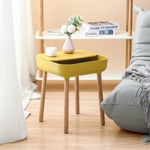Mesa de Centro Moderna y Sencilla de Plástico con Espacio de Almacenamiento, Color Amarillo, Mesa Auxiliar para Sala de Estar - Product Image 1