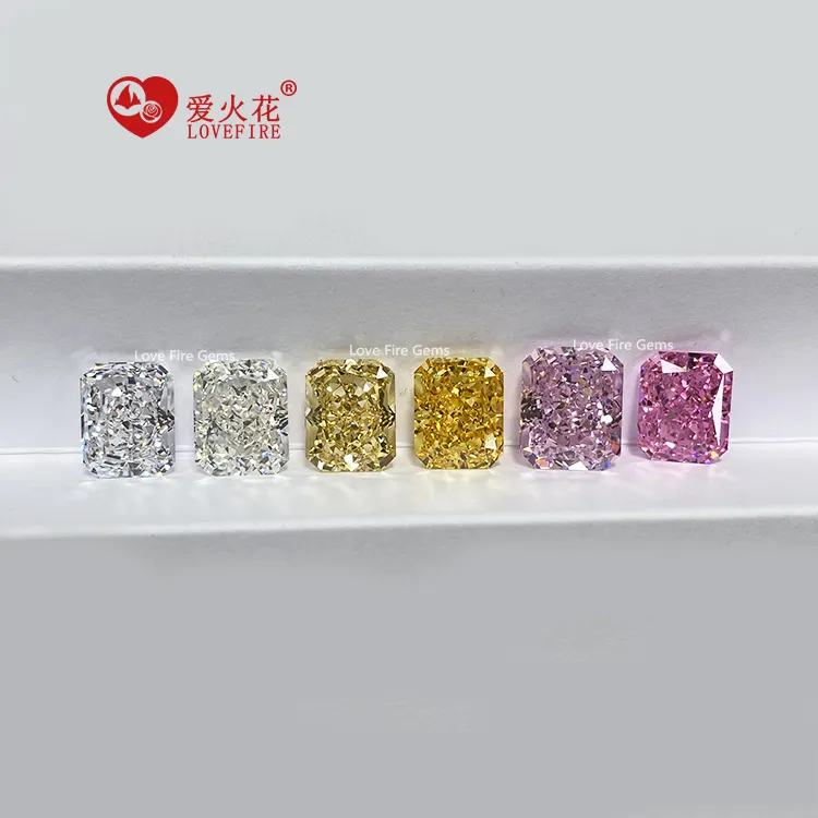 top quality full sizes 4K synthetic cz colored octagon radiant cut 5a 6a 7a 8a loose crushed ice cz stone cubic zirconia