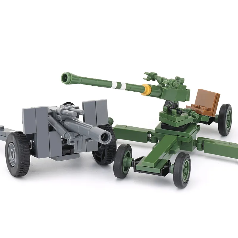 WW2 militar Mini soldado figura ejército Alemania EE. UU. Y soviético antitanque antiaéreo obuses juguetes de bloques de construcción