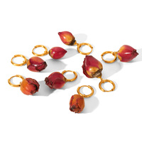 Anting Hoop Vintage Lapis Emas 18K Anti Air dari Baja Tahan Karat, Anting Bunga Mawar untuk Wanita Sehari-hari