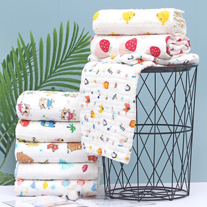 Manta de Bebé de Algodón Puro de Seis Capas, 110x110cm, con Estampado de Dibujos Animados, Toalla Envolvente para Bebés - Product Image 2