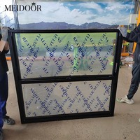 Fenêtre coulissante verticale en aluminium à rupture de pont thermique pour projets résidentiels, insonorisée, double ou simple vitrage, verre trempé, économie d'énergie