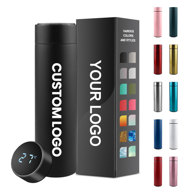 Wholesale 500Ml Luxury Smart Water Bottles Smart Thermos Stainless Vacuum Flask Digital Thermos With Temperature Display Cups