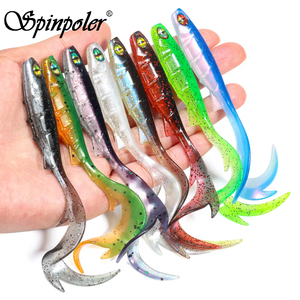 Leurre de pêche Spinpoler Long Wavy Curltail Grub 9,5 cm, leurre souple bicolore pour la pêche au bar, à la perche, à la truite et en eau salée - Product Image 2