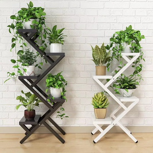 Support à plantes multi-niveaux blanc/noir en métal et bois, simple, moderne, écologique, léger, durable, pour intérieur et extérieur, maison et jardin - Product Image 4