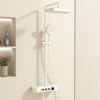 Ensemble de douche de luxe en cuivre massif, trois fonctions, mural, salle de bain moderne, gris anthracite