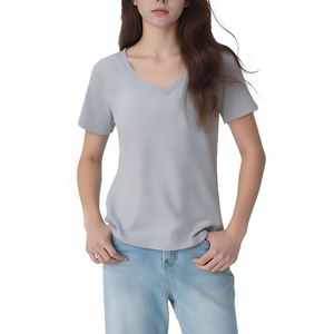 Camiseta Personalizada para Mujer, Corte Regular, 200gsm, Modal, Informal, a la Moda, Manga Corta, Cuello en V - Product Image 3