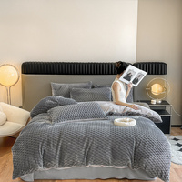 Parure de lit en velours de lait jacquard chaud d'hiver, ensemble de draps de luxe en velours de lait jacquard, textile de maison personnalisé en usine