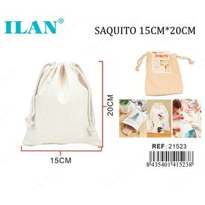 Sac en toile Ilan Saquito 15 cm x 20 cm, pochette de rangement à cordon pour artisanat et cadeaux - Product Image 1