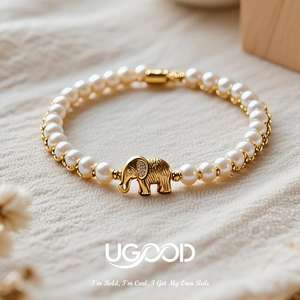 18K Gold Plated and Brass Zircon Embedded Design UGood Business Occasion Pearl <b>Bracelet</b> Chic Work Accessory - Product Image 1