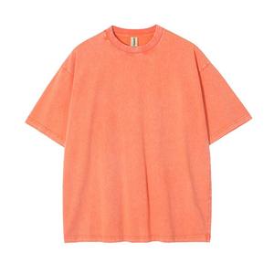 Camiseta de Manga Corta Oversize Lisa Teñida 100% Algodón para Hombre, Cuello Redondo Casual, Color Sólido, Tejido de Punto Jersey 250g - Product Image 4