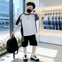Setelan Baju Anak Laki-Laki Model Terbaru 2026 Musim Panas 3-14 Tahun Lengan Pendek, Bahan Bernapas, Keren, Sporty, Trendi