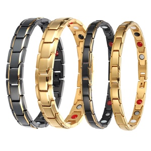 Wholesale High Quality Unisex Adjustable Ion Germanium Energy Gold Plated Stainless Steel Magnetic Bracelets Health Men Women