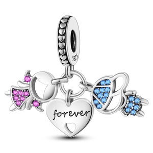 Ciondolo a Cuore in Zircone Argentato con Taglio a Rosa e Placcatura in <span class=keywords><strong>Oro</strong></span> Rosa/<span class=keywords><strong>Oro</strong></span>/Argento - Accessorio Charm Fai-da-te Unisex per Uso Quotidiano - Product Image 5
