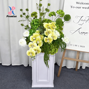 Hortensias Verde Lima y Orquídeas Amarillas, Flores Artificiales Hechas a Mano de Seda para Letreros de Bienvenida de Boda y Decoraciones de Ceremonia - Product Image 1