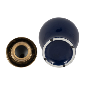 Vaso in ceramica con coperchio, finitura blu navy lucida, per decorazioni per la casa - Product Image 6