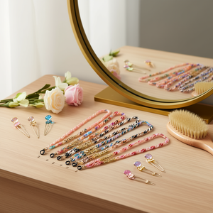 Cadena de plástico con cierre tres en uno de 70 cm para accesorios de cabello - Product Image 3