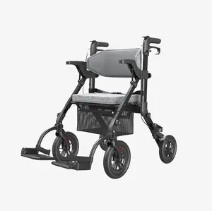 带靠背支撑和座椅2-1的Maidesite Vocic Z51医用铝折叠助行器