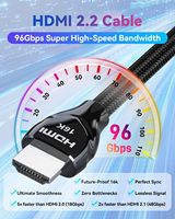 Câble HDMI 2.2 de haute qualité 96 Gbps, prend en charge 16K 60Hz 8K 240Hz 4K 480Hz, câble HDMI en nylon tressé haute vitesse 16k