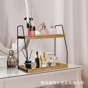 Estante de Almacenamiento de Madera de Doble Capa, Organizador Multifuncional de 2 Niveles para Cocina y Baño con Marco Metálico para Condimentos y - Product Image 3