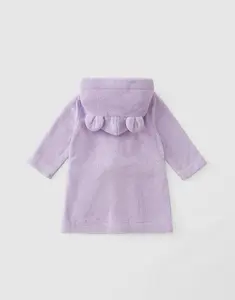 100% Cotton Grey Bear Design Kids Bathrobe Velour Soft Baby Hooded Towel Organic Cotton Kids Wholesale Bathrobe Hotel