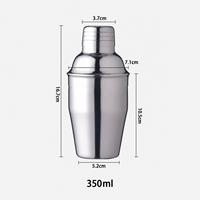 Shaker à cocktails français de luxe en acier inoxydable avec finition miroir, capacité 350 ml, logo personnalisé, vente chaude en usine, pour bar à domicile et hôtel