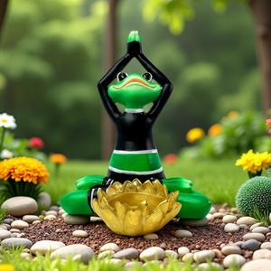 Sculpture de grenouille créative en résine époxy, art populaire, pour l'aménagement paysager extérieur de villas, cours, parcs, étangs, piscines et jardins - Product Image 4