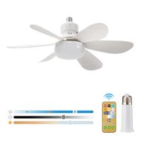 Ventilateur de plafond moderne TSINYE E27 avec éclairage, télécommande, 6 pales, lumière 4100K CCT commutable et dimmable pour chambre et salon