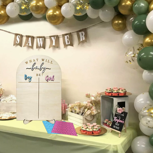 ของตกแต่งงานเปิดเผยเพศลูกน้อย DAMAI ของตกแต่งโต๊ะไม้สำหรับงานเลี้ยงฉลองทารก ป้ายไม้สำหรับลงคะแนนเลือกเพศลูกชายหรือลูกสาว พร้อมขาตั้ง - Product Image 1