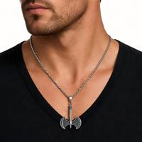 Collier pour homme en acier inoxydable, étanche, avec pendentif hache au design original