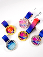 Médaille d'or sur mesure avec plaque trophée de médaille d'honneur pour les compétitions de marathon et les champions d'événements