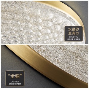 Plafonnier de chambre à coucher moderne minimaliste tout en cuivre, luminaire nordique ultra-fin de luxe avec cristal chaud pour bureau, chambre principale - Product Image 5