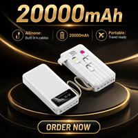 YM-489 Batterie externe multi-ports ultra-fine et légère 20000 mAh à chargement rapide avec 4 câbles intégrés Micro USB, support de téléphone et cordon – Meilleure vente