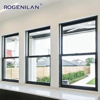 Fenêtre coulissante double à battants verticaux en verre Low-E ventilé Rogenilan, en aluminium, sur mesure pour maisons