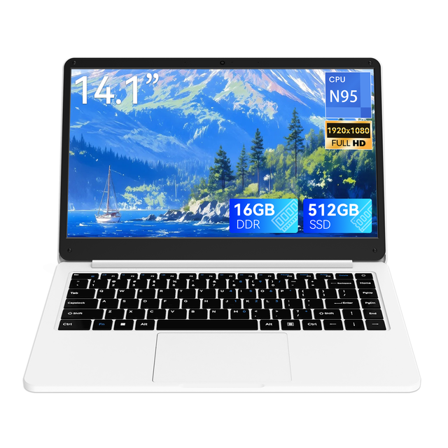 Factory Wholesale New Intel Laptop 14.1" Business Office English Keyboard Win11 256GB SSD IPS Quad Core 1.7GHz for